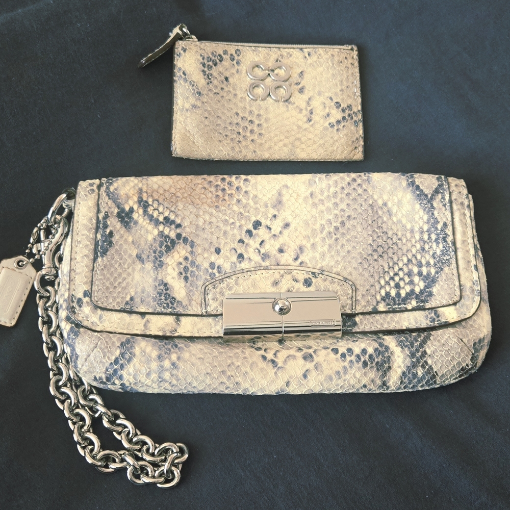 Coach Embossed Python Clutch With Coin Purse - image 1
